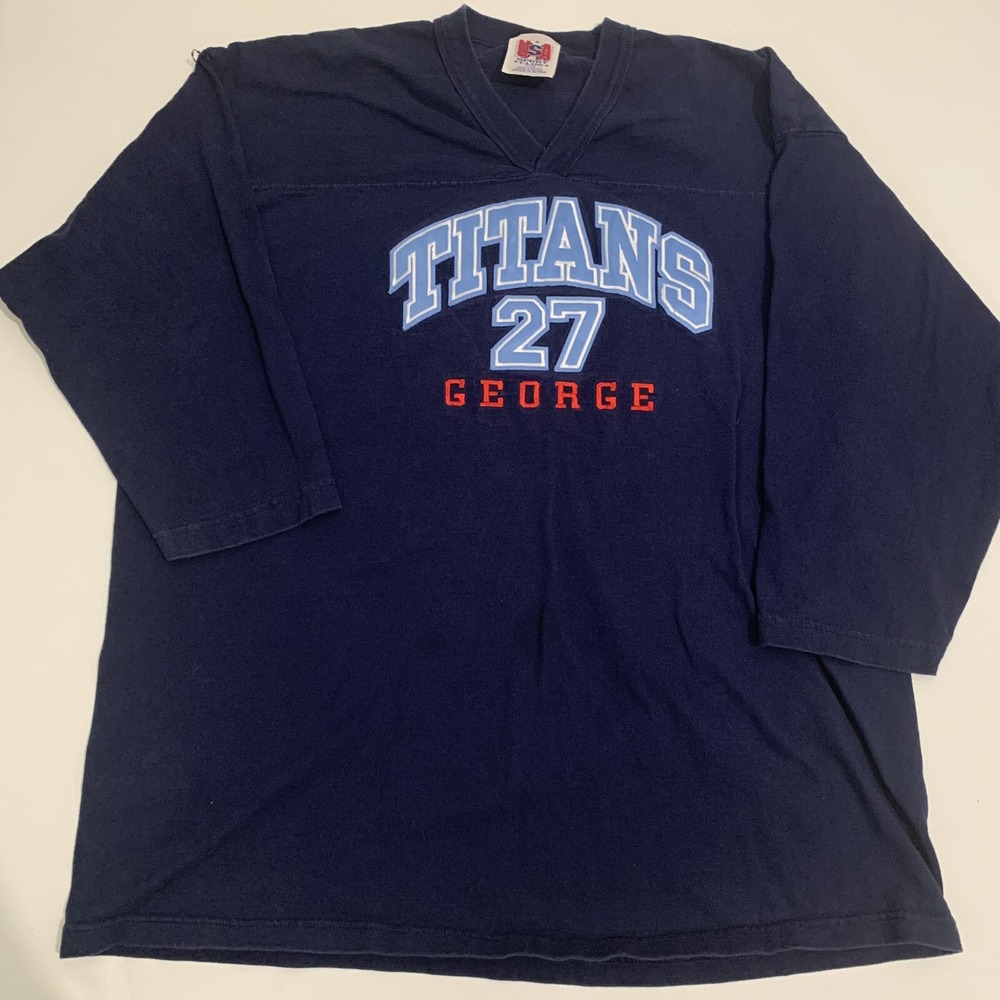 Vintage USA Sport Club Men Sz XXL 3/4 Sleeve Tennessee Titans Eddie George Shirt